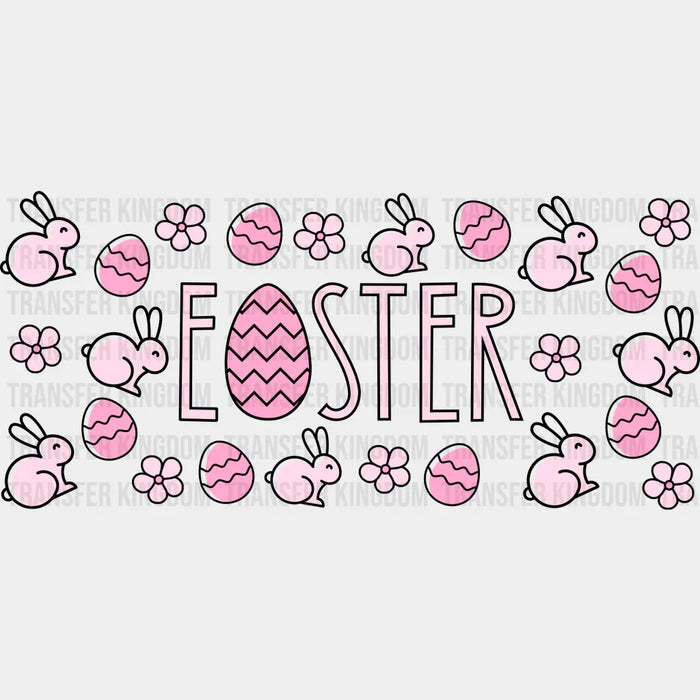 Easter Pink Bunnies - Easter Cup Wrap UV Sticker Permanent UV DTF Decal