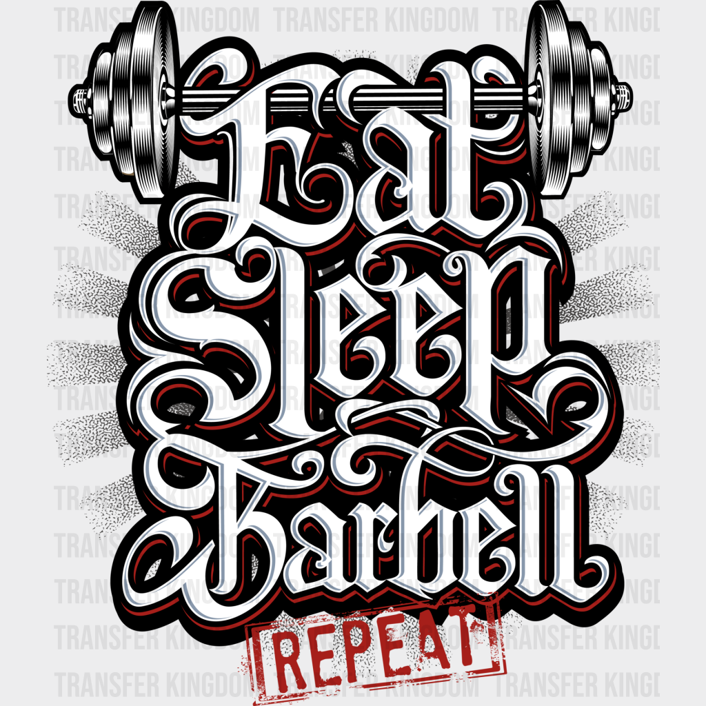 Eat Sleep Barbell Repeat - Gym Dtf Heat Transfer Unisex S & M (10’’) / Dark Color Design (See