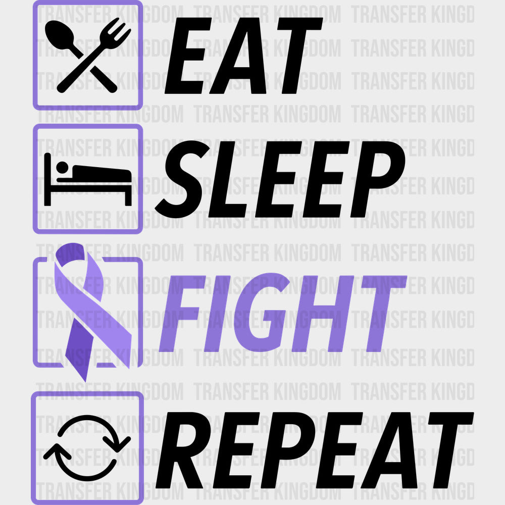 Eat Sleep Fight Repeat - Testicular Cancer DTF Transfers - Adult Unisex - S & M (10’’) / Dark Color Design (See Imaging)