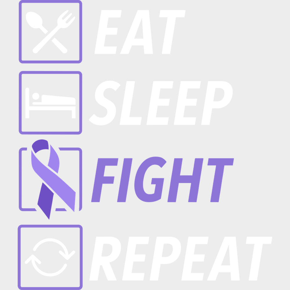 Eat Sleep Fight Repeat - Testicular Cancer DTF Transfers - Adult Unisex - S & M (10’’) / Light Color Design (See