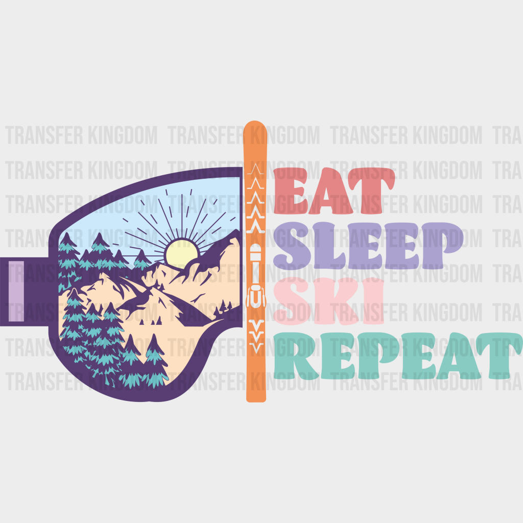 Eat Sleep Ski Repeat - Skiing Dtf Heat Transfer