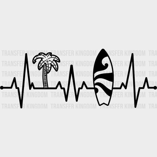 ECG Line B&W - Surfing DTF Transfers transfer-kingdom Dark Color Design (See Imaging)