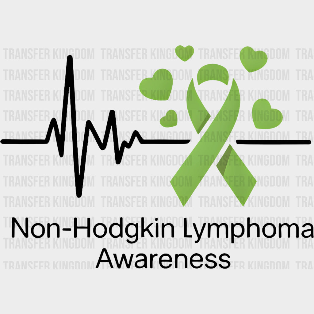 ECG Line Non-Hodgkin Lymphoma Awareness - Lymphoma DTF Transfers Adult Unisex - S & M (10’’) / Dark Color Design (See