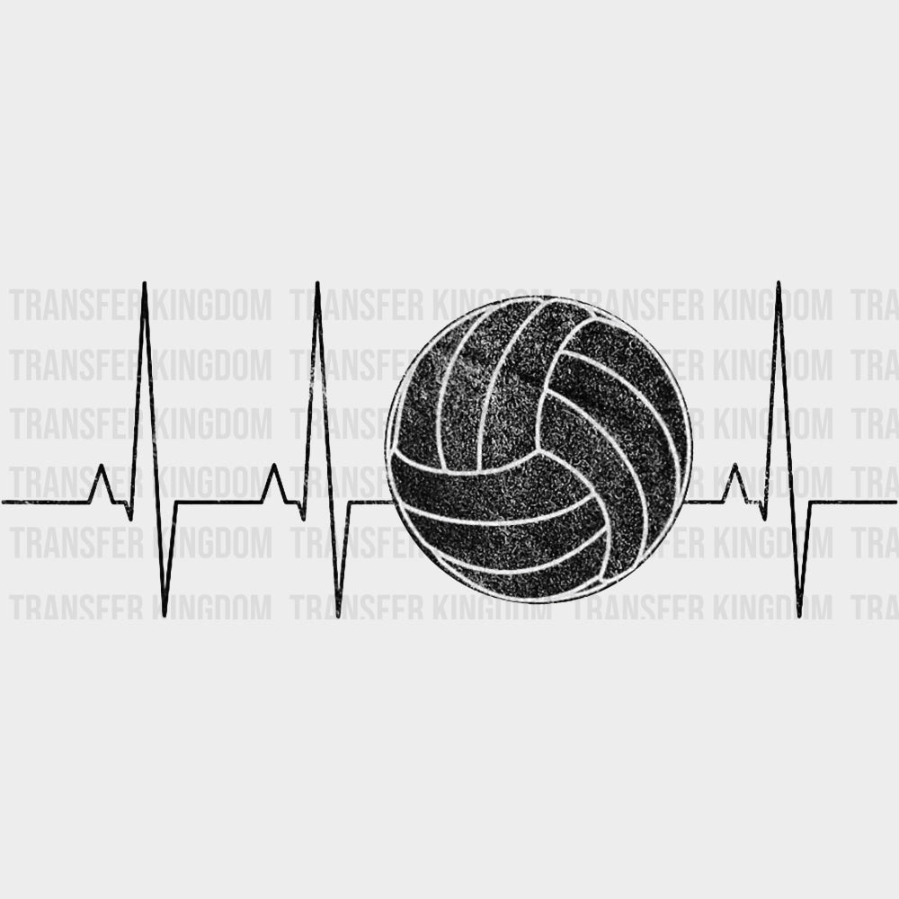 ECG Line & Volleyball - Volleyball DTF Transfers Adult Unisex - S & M (10’’) / Dark Color Design (See Imaging)
