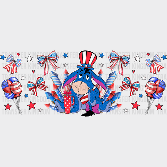 Eeyore Fireworks Design - 4Th Of July Cup Wrap Uv Sticker Permanent Dtf Decal