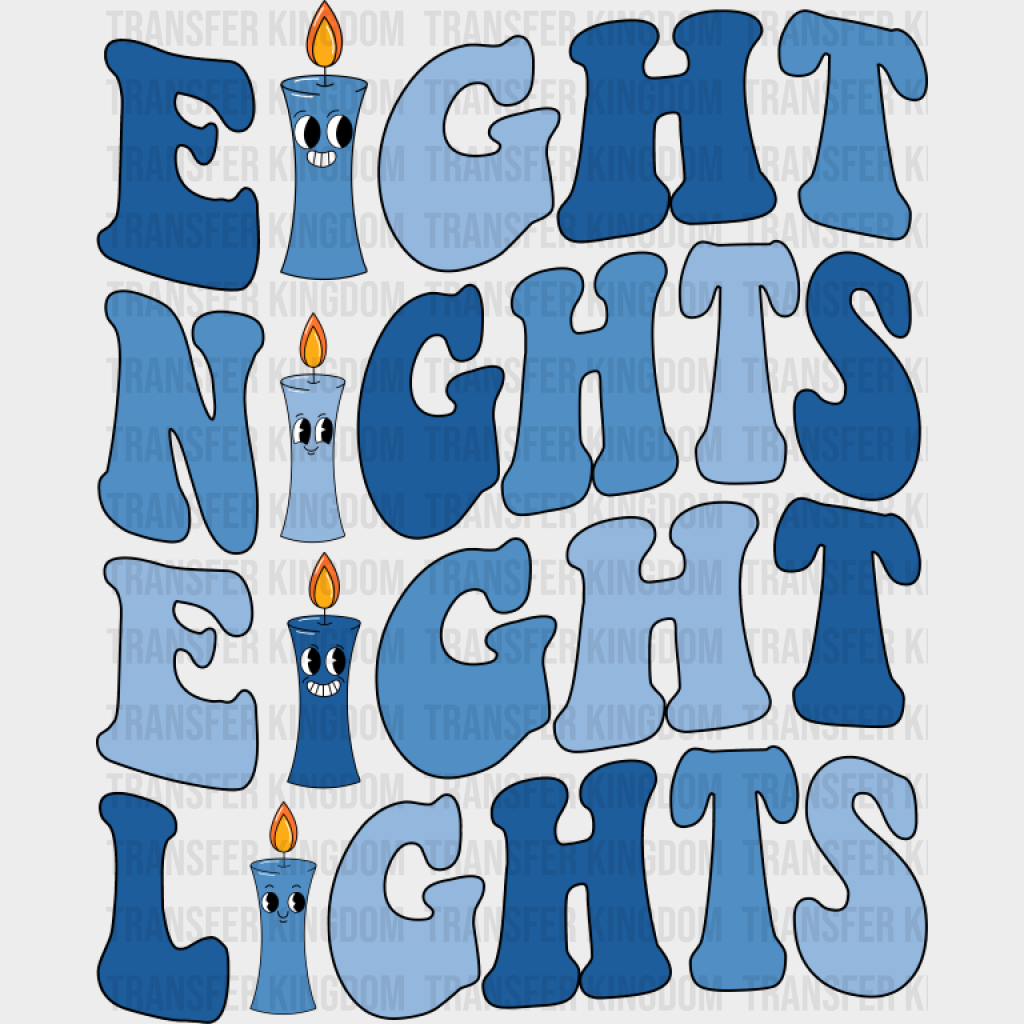 Eight Nights Blue Candle Design - Hanukkah DTF Transfer