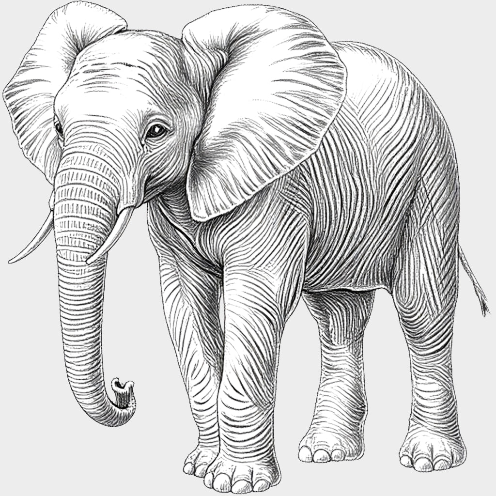 Elephant B&W - Animals DTF Transfers - Adult Unisex - S & M (10’’) / Light Color Design (See Imaging)