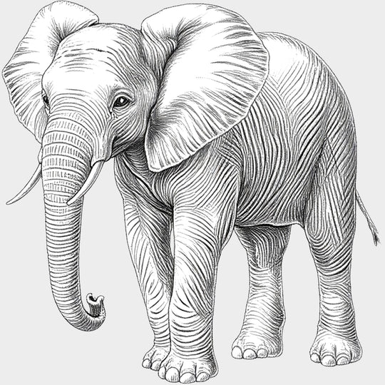 Elephant B&W - Animals DTF Transfers - Adult Unisex - S & M (10’’) / Light Color Design (See Imaging)