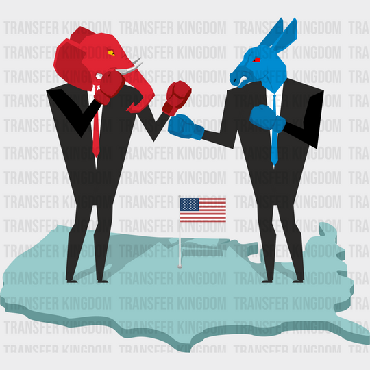 Elephant Vs Donkey Election Dtf Transfer Unisex - S & M (10’) / Dark Color Design See Imaging