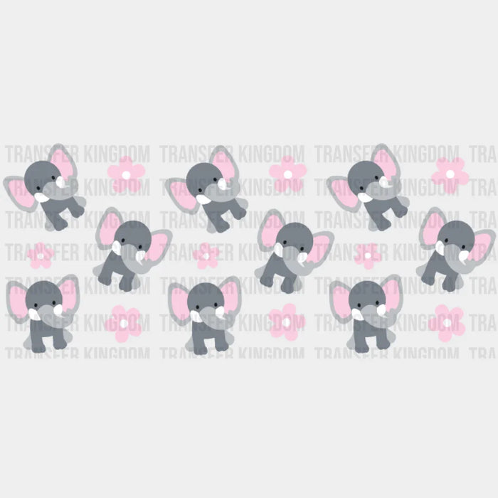 Elephants And Flowers UV DTF Transfer Cup Wrap UV DTF Sticker