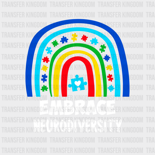 Embrace Neurodiversity Rainbow Autism Awareness Design - DTF heat transfer - Transfer Kingdom