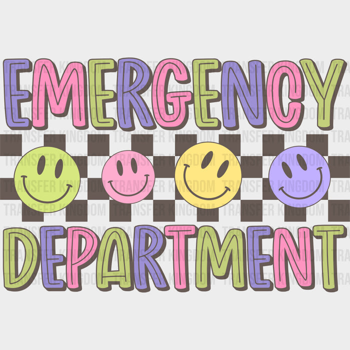 Emergency Department Colorful Smileys - ER Nurse DTF Transfers