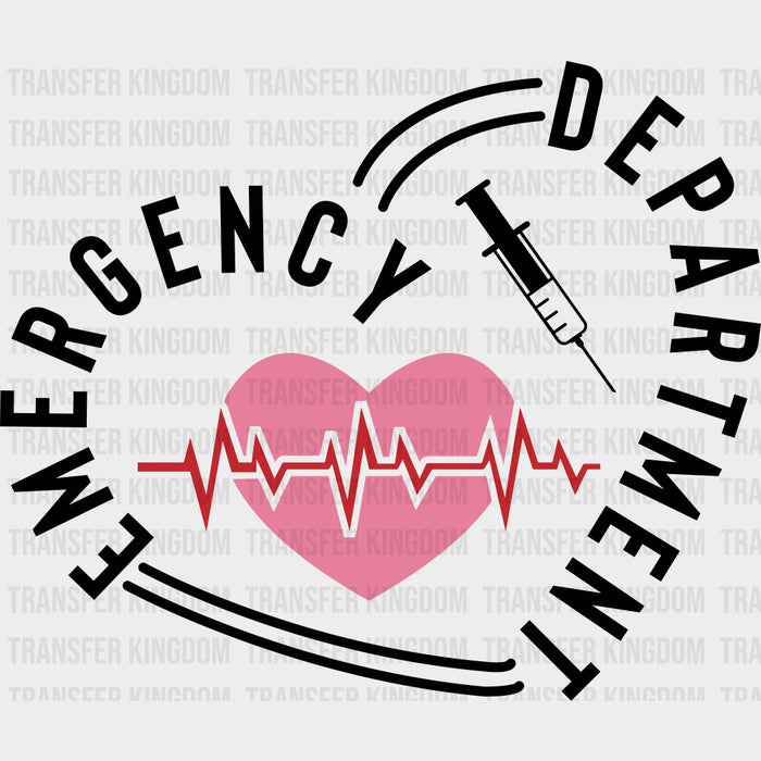 Emergency Department Pink Heart - ER Nurse DTF Transfers