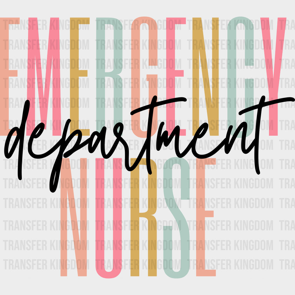 Emergency Nurse Department - ER Nurse DTF Transfers Adult Unisex - S & M (10’’) / Dark Color Design (See Imaging)