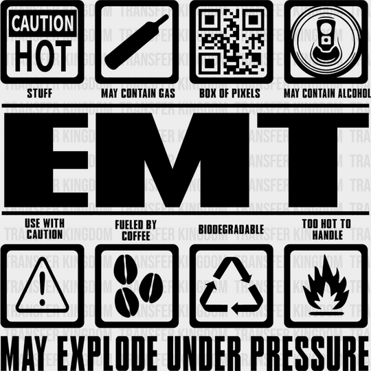 Emt May Explode Under Pressure - Dtf Heat Transfer Unisex S & M (10’’) / Dark Color Design See