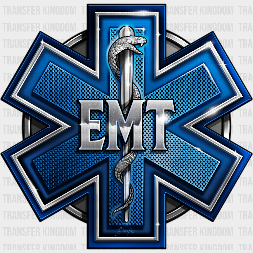 Emt Star Of Life Design - Dtf Transfer Unisex S & M (10’’) / Dark Color See Imaging