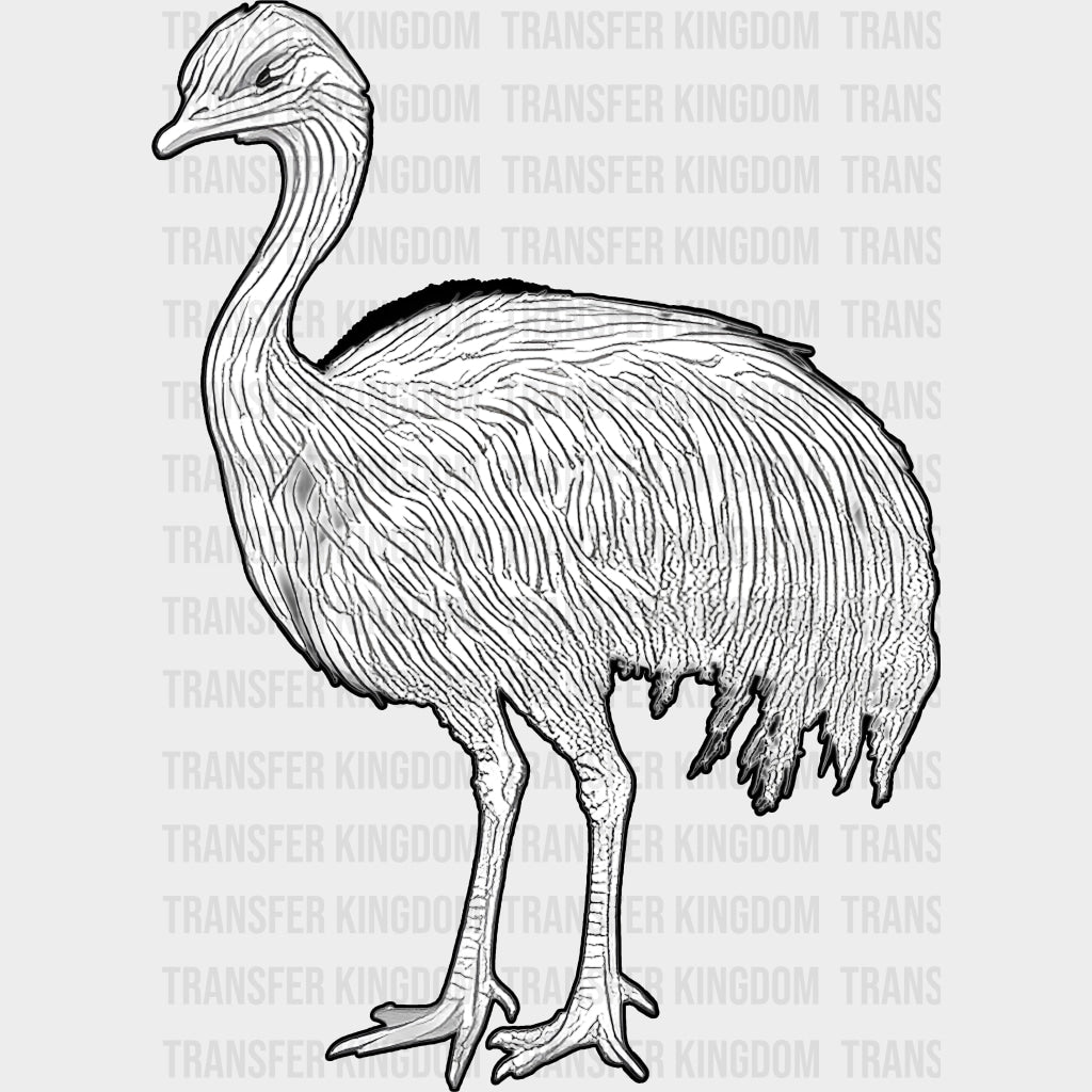 Emu B&W - Animals DTF Transfers - Adult Unisex - S & M (10’’) / Dark Color Design (See Imaging)