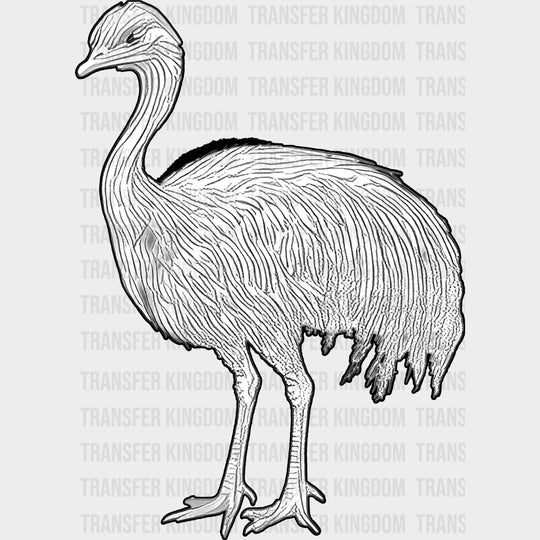 Emu B&W - Animals DTF Transfers - Adult Unisex - S & M (10’’) / Dark Color Design (See Imaging)