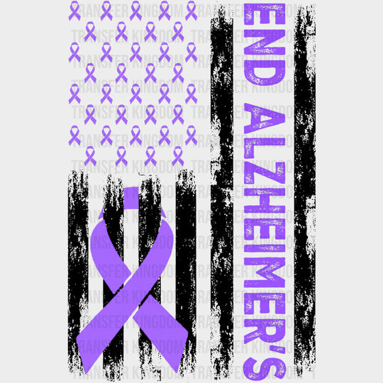 End Alzheimer's US Flag - Alzheimer's Awareness DTF Transfer transfer-kingdom Dark Color Design (See Imaging)
