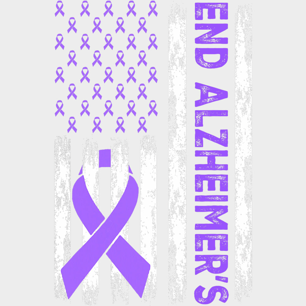 End Alzheimer's US Flag - Alzheimer's Awareness DTF Transfer transfer-kingdom Light Color Design (See Imaging)