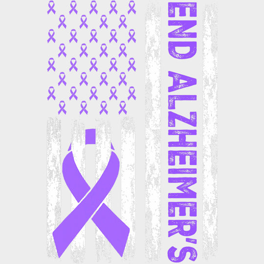 End Alzheimer's US Flag - Alzheimer's Awareness DTF Transfer transfer-kingdom Light Color Design (See Imaging)
