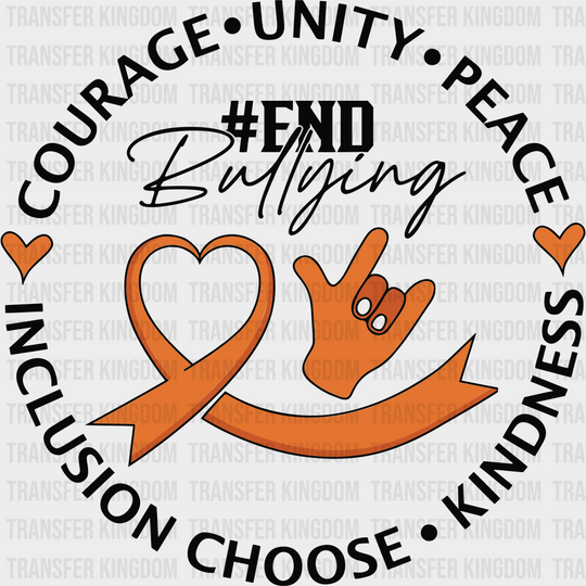 End Bullying Heart Design - Anti Iron On Dtf Transfer Unisex S & M (10’’) / Dark Color See Imaging