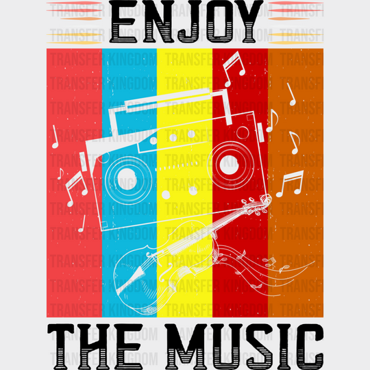 Enjoy The Music - Singing Dtf Heat Transfer Unisex S & M (10’’) / Dark Color Design See Imaging