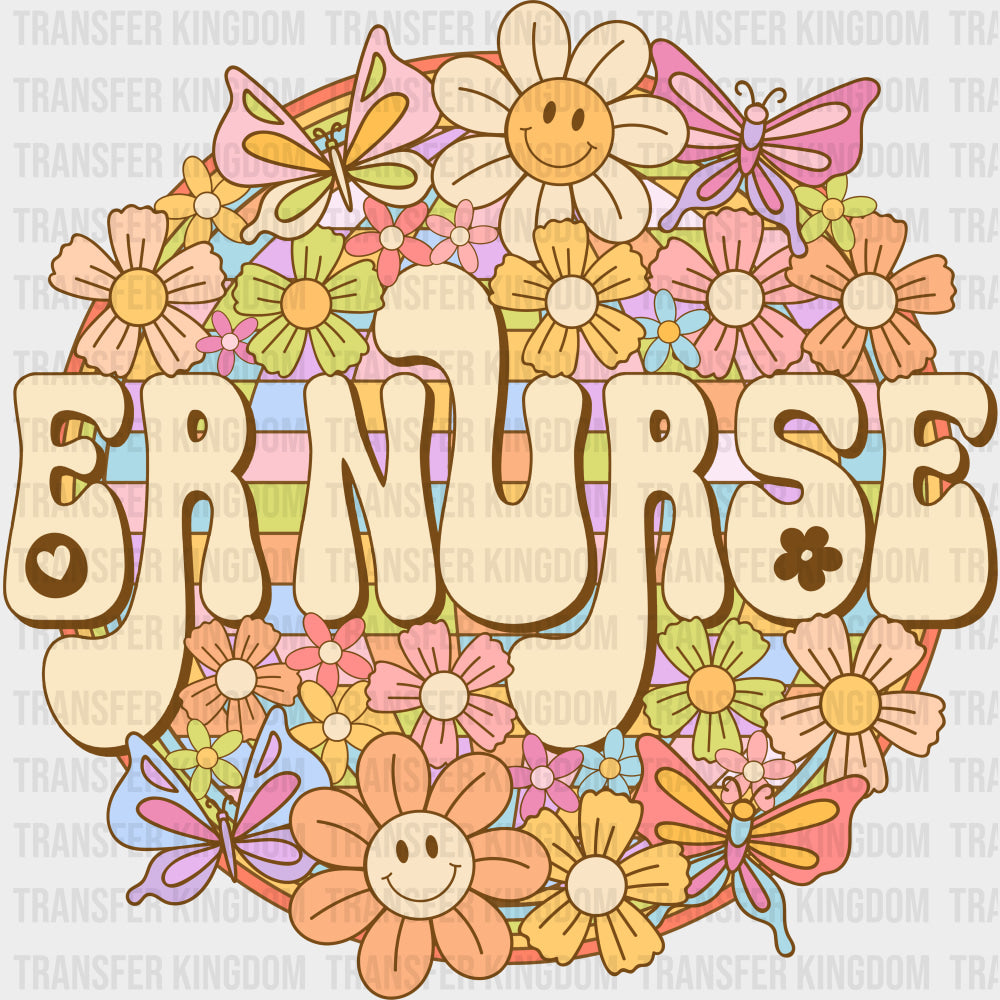 ER Nurse Flowers Retro - ER Nurse DTF Transfers
