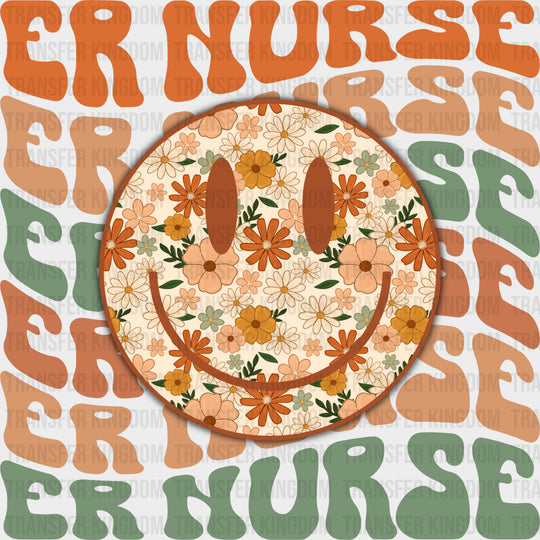 ER Nurse Smiley Retro - ER Nurse DTF Transfers