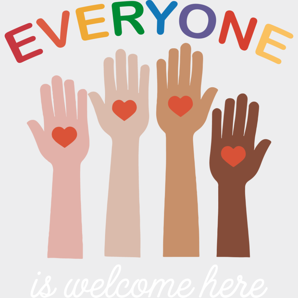 Everyone Is Welcome Here Colorful - LGBTQ + DTF Transfer Adult Unisex - S & M (10’’) / Light Color Design (See Imaging)