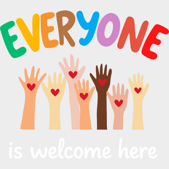 Everyone Is Welcome Here Hands - LGBTQ + DTF Transfer Adult Unisex - S & M (10’’) / Light Color Design (See Imaging)