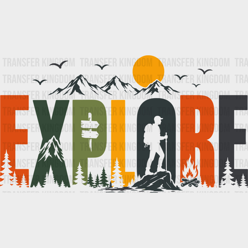 Explore - Hiking DTF Transfers - Adult Unisex - S & M (10’’) / Dark Color Design (See Imaging)