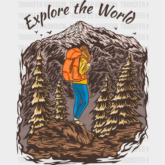 Explore The World - Hiking DTF Transfers Adult Unisex - S & M (10’’) / Dark Color Design (See Imaging)