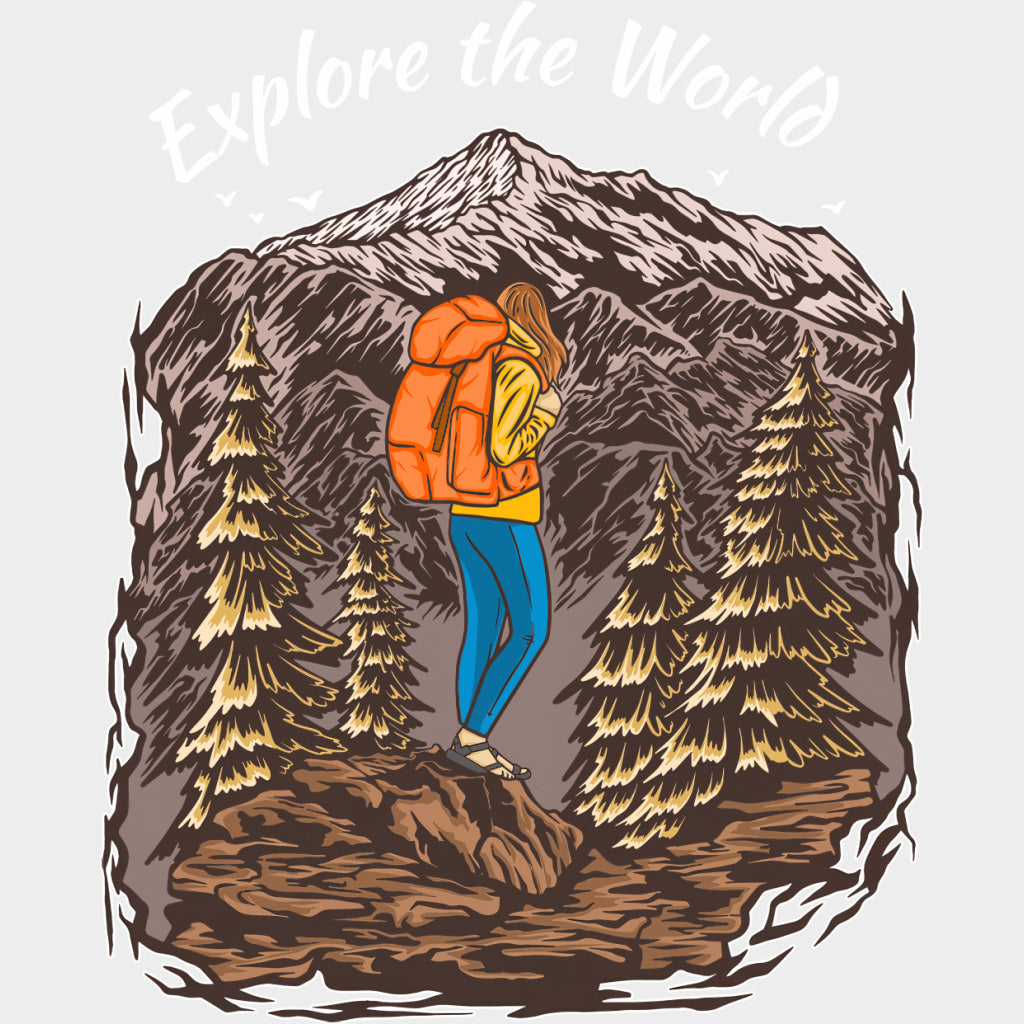 Explore The World - Hiking DTF Transfers Adult Unisex - S & M (10’’) / Light Color Design (See Imaging)