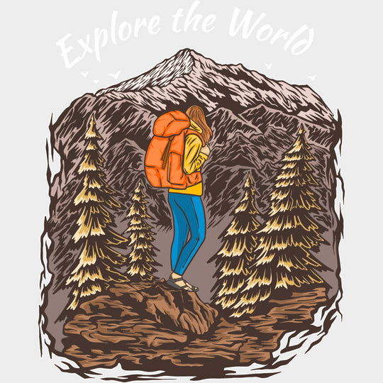 Explore The World - Hiking DTF Transfers Adult Unisex - S & M (10’’) / Light Color Design (See Imaging)