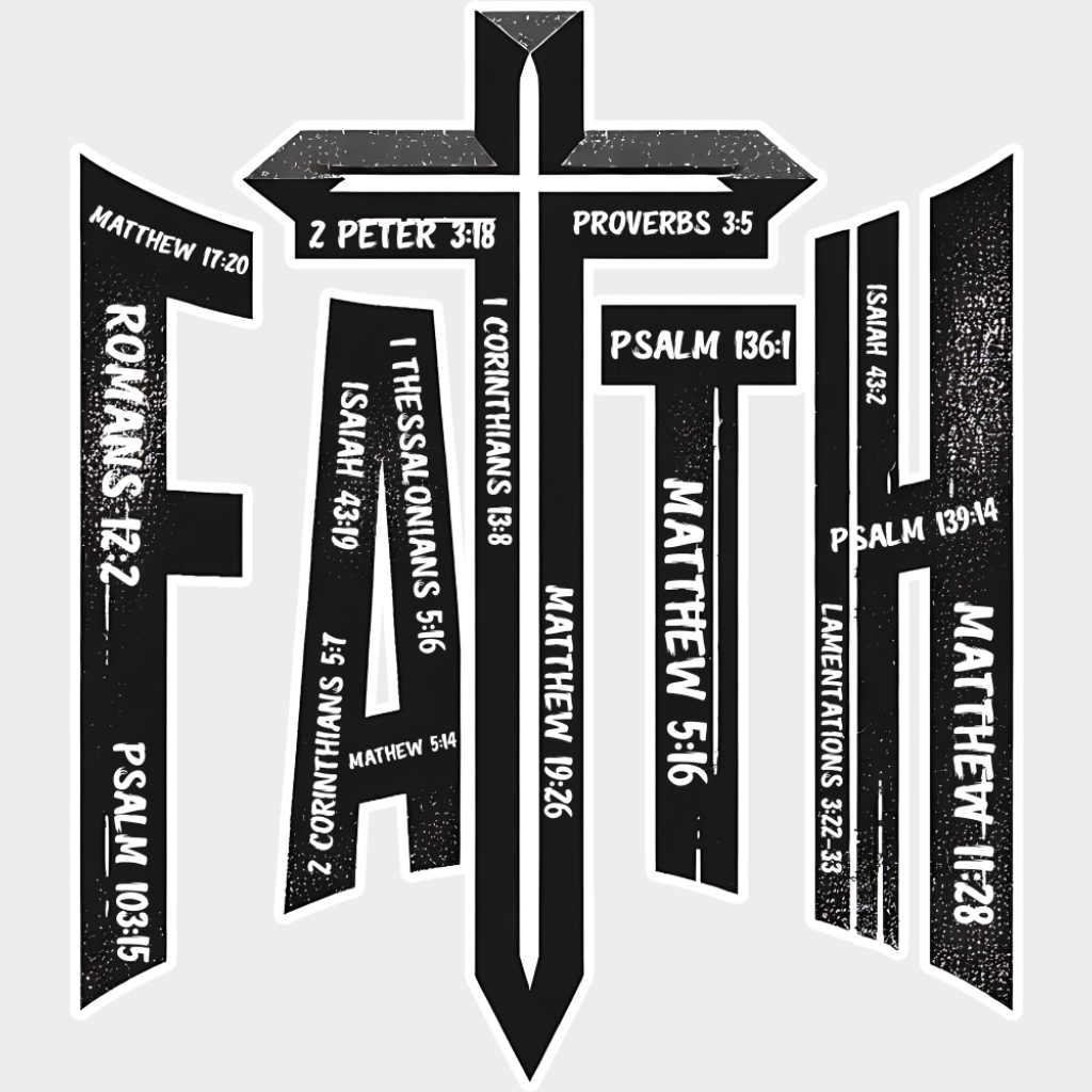 Faith Cross - Christianity DTF Transfer Adult Unisex - S & M (10’’) / Light Color Design (See Imaging)