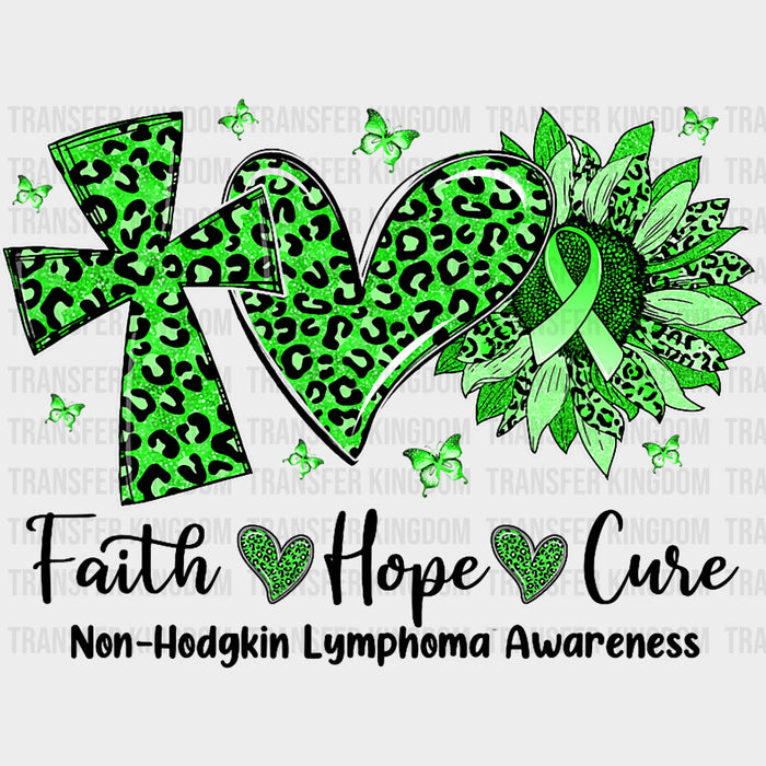 Faith Hope Cure, Cross Heart Sunflower - Lymphoma DTF Transfers