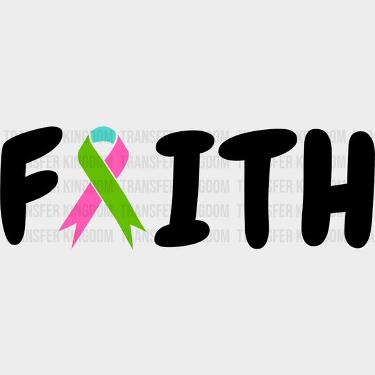 Faith Ribbon Design - Metastatic Breast Cancer Dtf Transfer Unisex S & M (10’’) / Dark Color