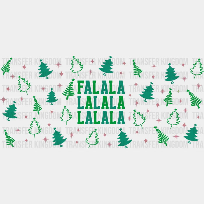 Falala Lalala Green Design - Christmas Cup Wrap UV Sticker Permanent UV DTF Decal
