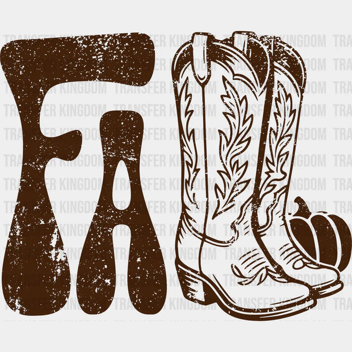 Fall Cowboy Boots Brown & White - Fall DTF Transfer