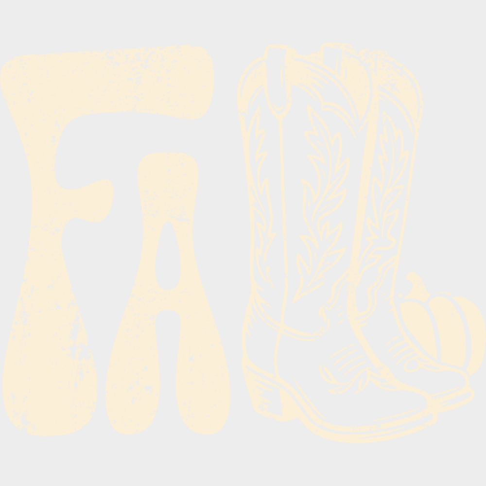 Fall Cowboy Boots Brown & White - Fall DTF Transfer Adult Unisex - S & M (10’’) / Light Color Design (See Imaging)