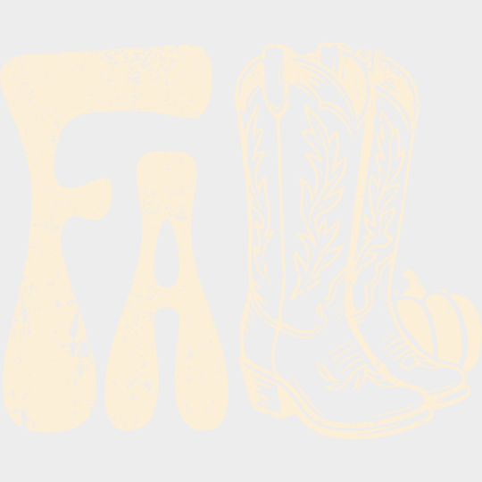 Fall Cowboy Boots Brown & White - Fall DTF Transfer Adult Unisex - S & M (10’’) / Light Color Design (See Imaging)