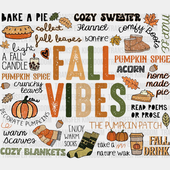 Fall Vibes B&W - Fall DTF Transfer