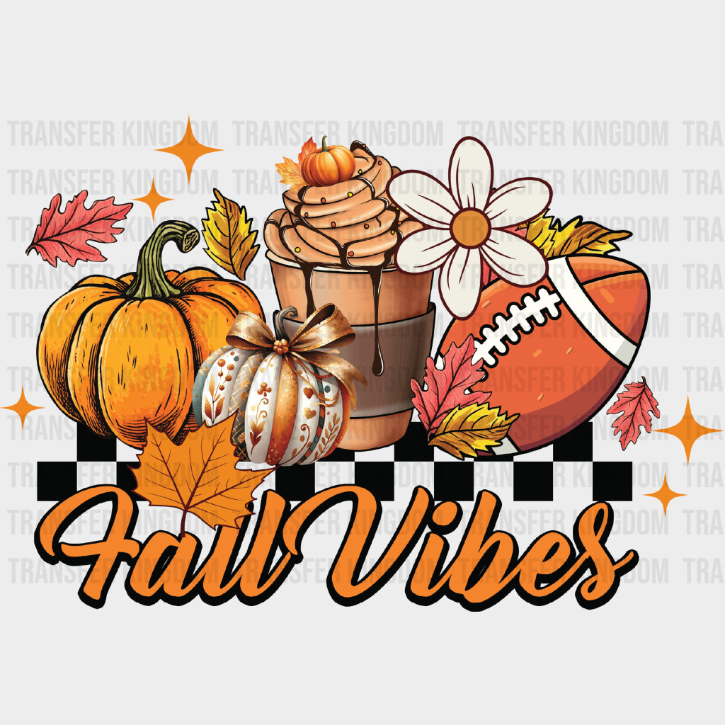 Fall Vibes Football Design - Dtf Transfer Unisex S & M (10’’) / Dark Color See Imaging