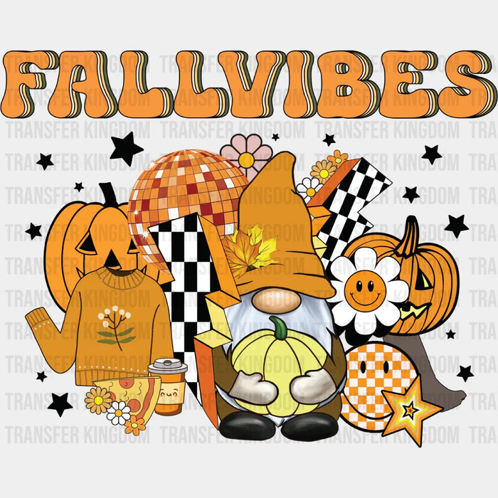 Fall Vibes Gnomes Pumpkins Stars - Fall DTF Transfer