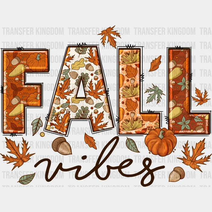 Fall Vibes Leaves Design - Fall DTF heat transfer