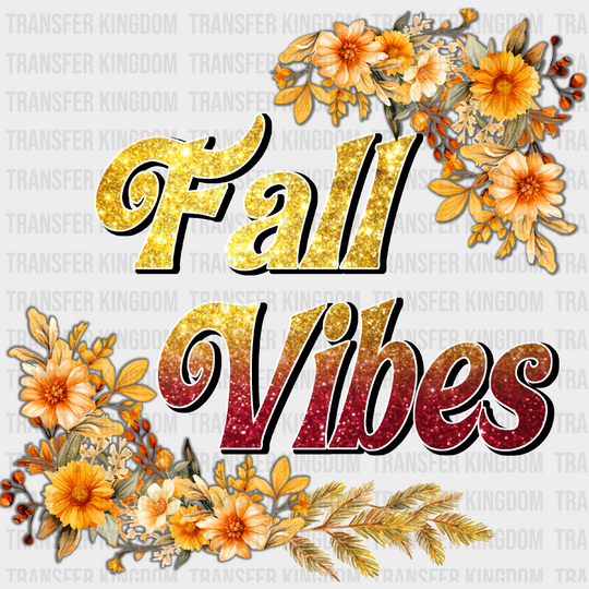 Fall Vibes Orange Flowers - Dtf Transfer