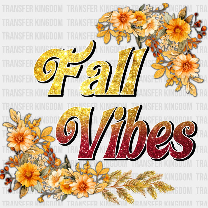 Fall Vibes Orange Flowers - Fall DTF Transfer
