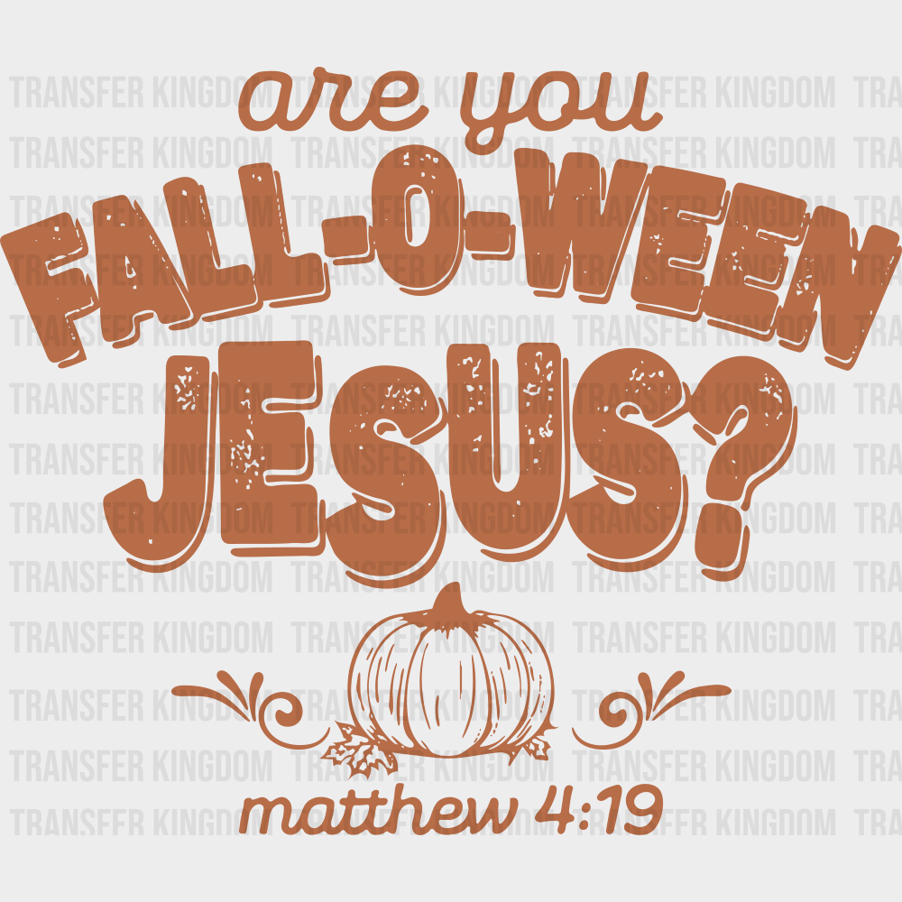 Falloween Jesus Halloween DTF Transfer Adult Unisex S & M (10’’) / Dark Color Design (See Imaging)