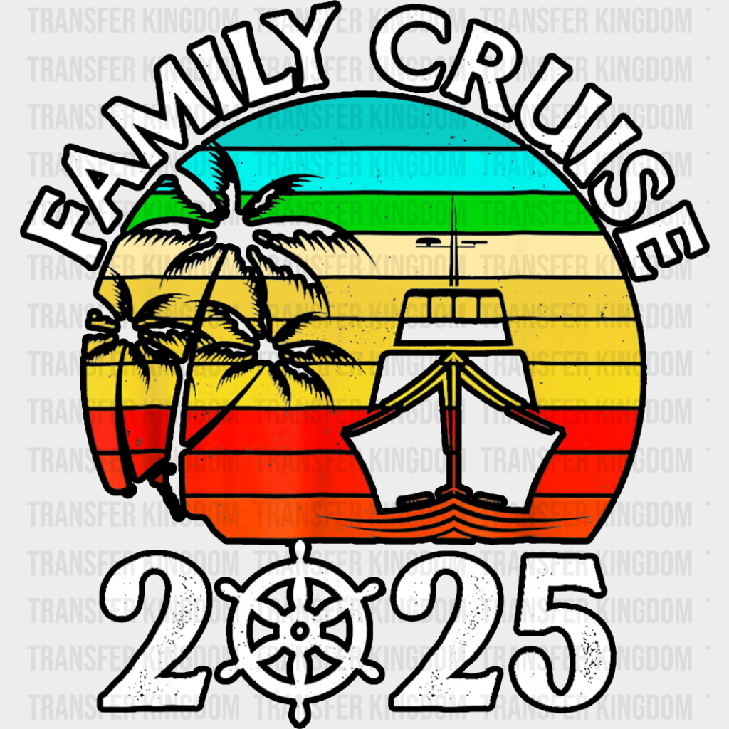 Family Cruise 2025 Circular Colorful Design - Vacation DTF Transfer Adult Unisex - S & M (10’’) / Dark Color Design